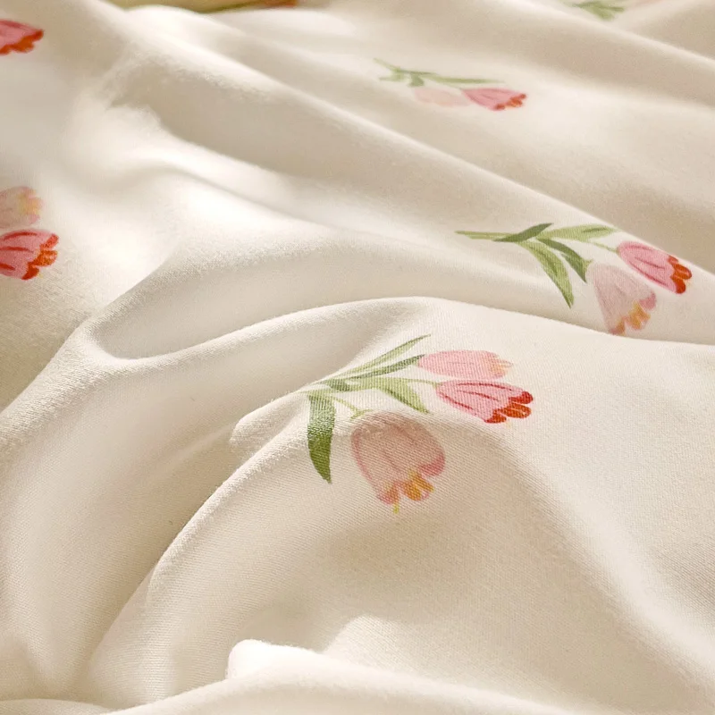 

3-piece Knitted And Washed Double-layer Yarn Set Including One Quilt Cover And A Pair Of Pillowcases
