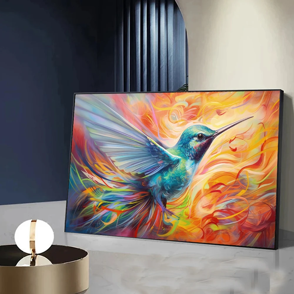 Graffiti Hand-Painted Hummingbird Artwork Poster High-Definition Printing Canvas Painting Animal Murals Living Room Wall Decor