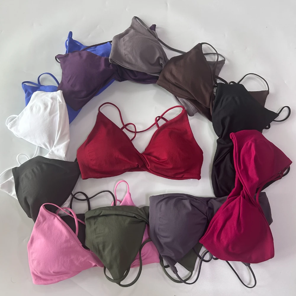 2-teiliges Set mit ausgestellten Leggings für Damen, Sport-BH mit Twist-Front, weite Yoga-Hose, nahtloses Yoga-Set, Trainingskleidung, Trainingsanzüge – Detail 21