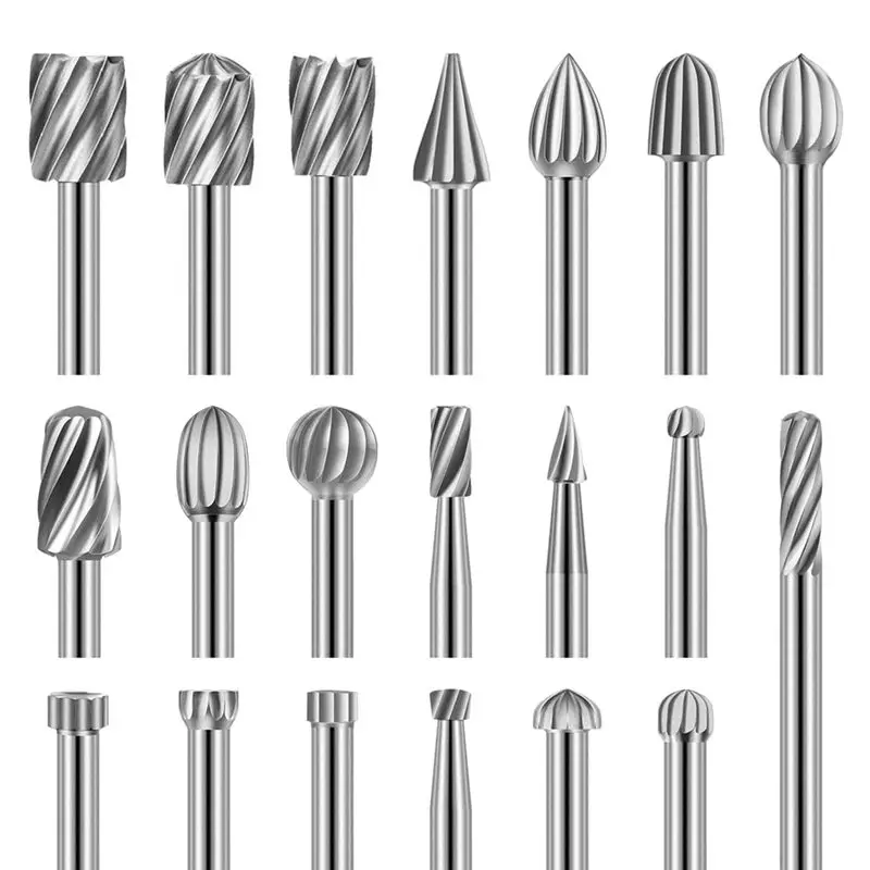 A84E-Engraving Router Bit Carving Bits, 20 PCS Rotary Tool Accessories Rotary Bits Burr Set