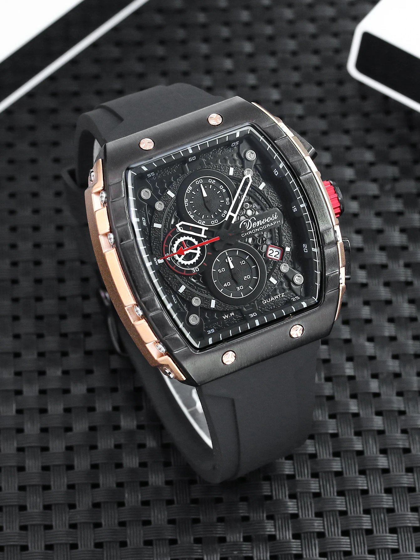 

Мужские кварцевые часы Denvosi, повседневные модные спортивные часы для мужчин, форма бочки для вина, водонепроницаемые, крутой механический дизайн, поверхность