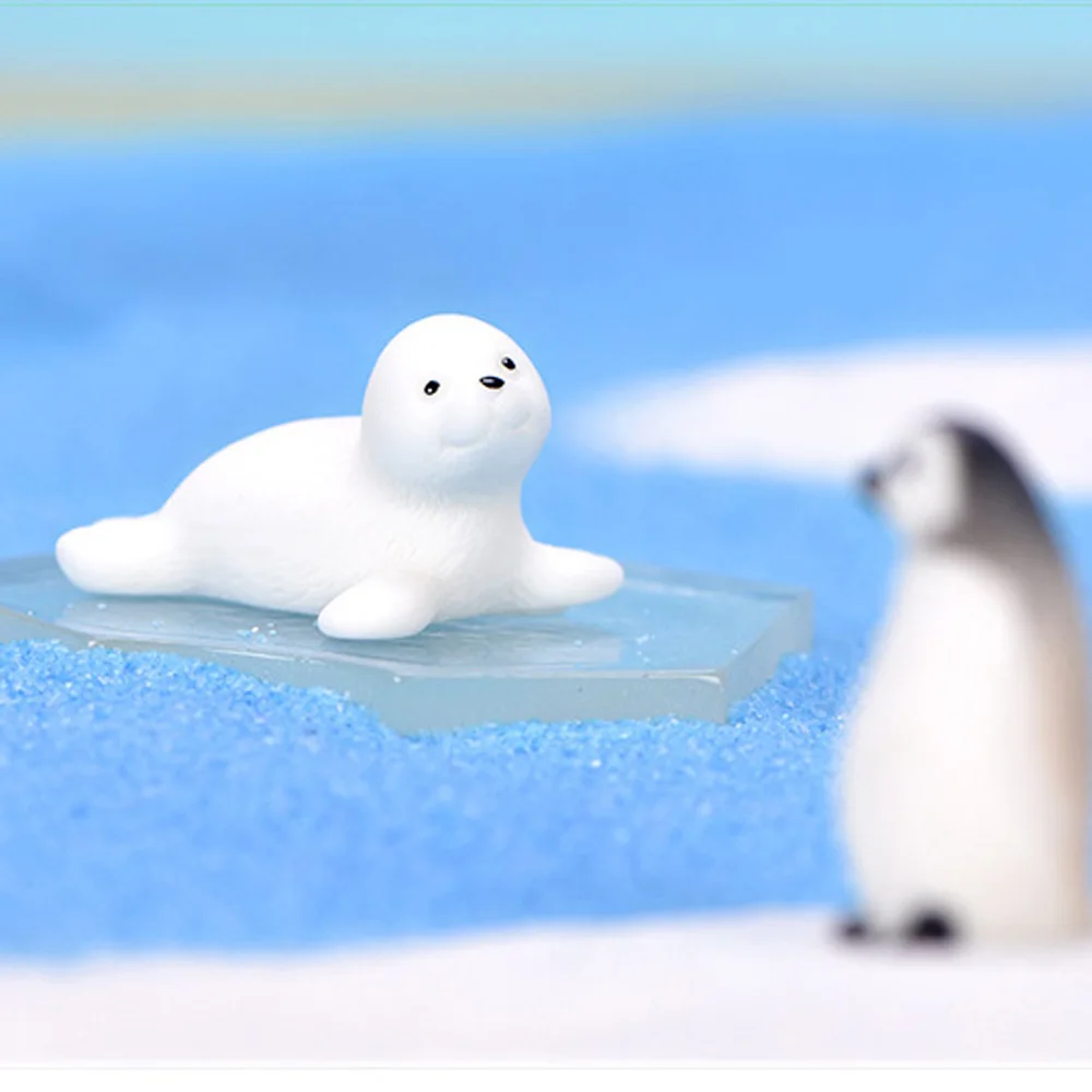 مكتب لطيف البطريق ختم فيض نموذج مصغر الجنية حديقة زخرفة الشتاء تمثال المشهد الصغير