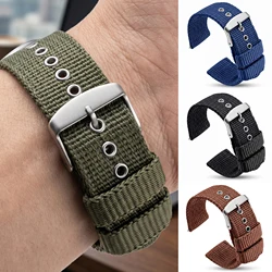 Bracelets de montre en maille de Nylon pour hommes et femmes, 20mm, 22mm, 24mm, noir et marron, accessoires de Sport avec boucle en acier inoxydable