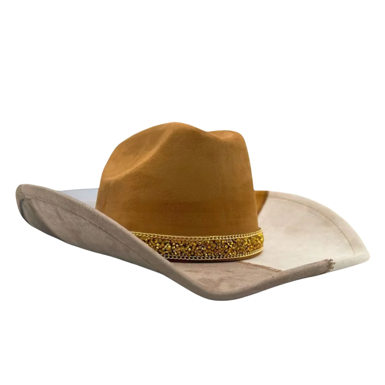 HongLuan Brokatowy Kapelusz Kostiumowy dla Dorosłych i Kapelusze Kowbojskie z Cyrkoniami dla Kobiet, Akcesoria do Cosplay Kowbojki i Kapelusz Kowbojski