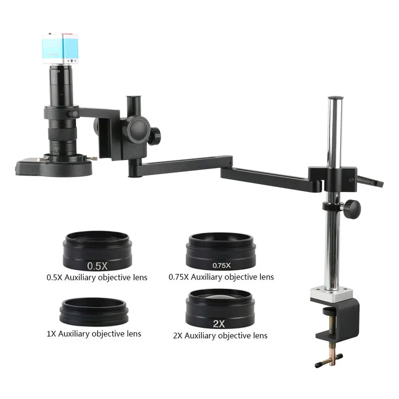 120X180X 200X Zoom 41MP Video Microscope Camera Collapsible Adjustable Articulating Clamp Holder Arm Stand PCB Soldering Set Kit