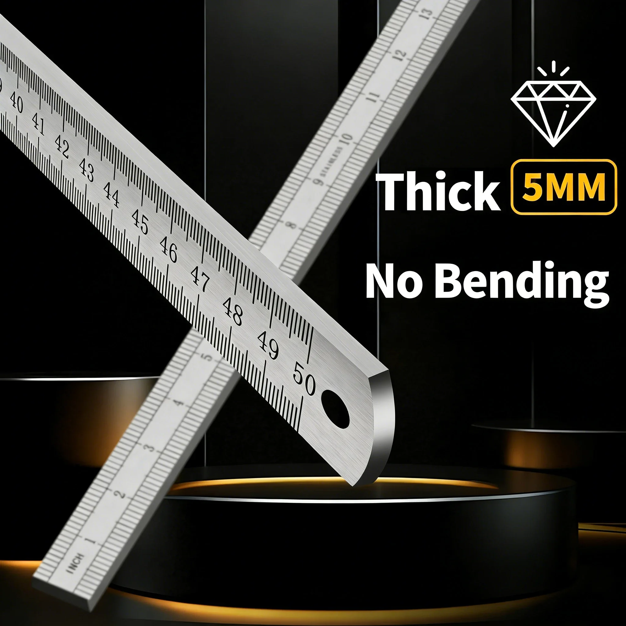 5mm Forged Steel Ruler | Industrial Grade Car Measuring Tool | Ultra-Thick Multi-Purpose Straight Edge