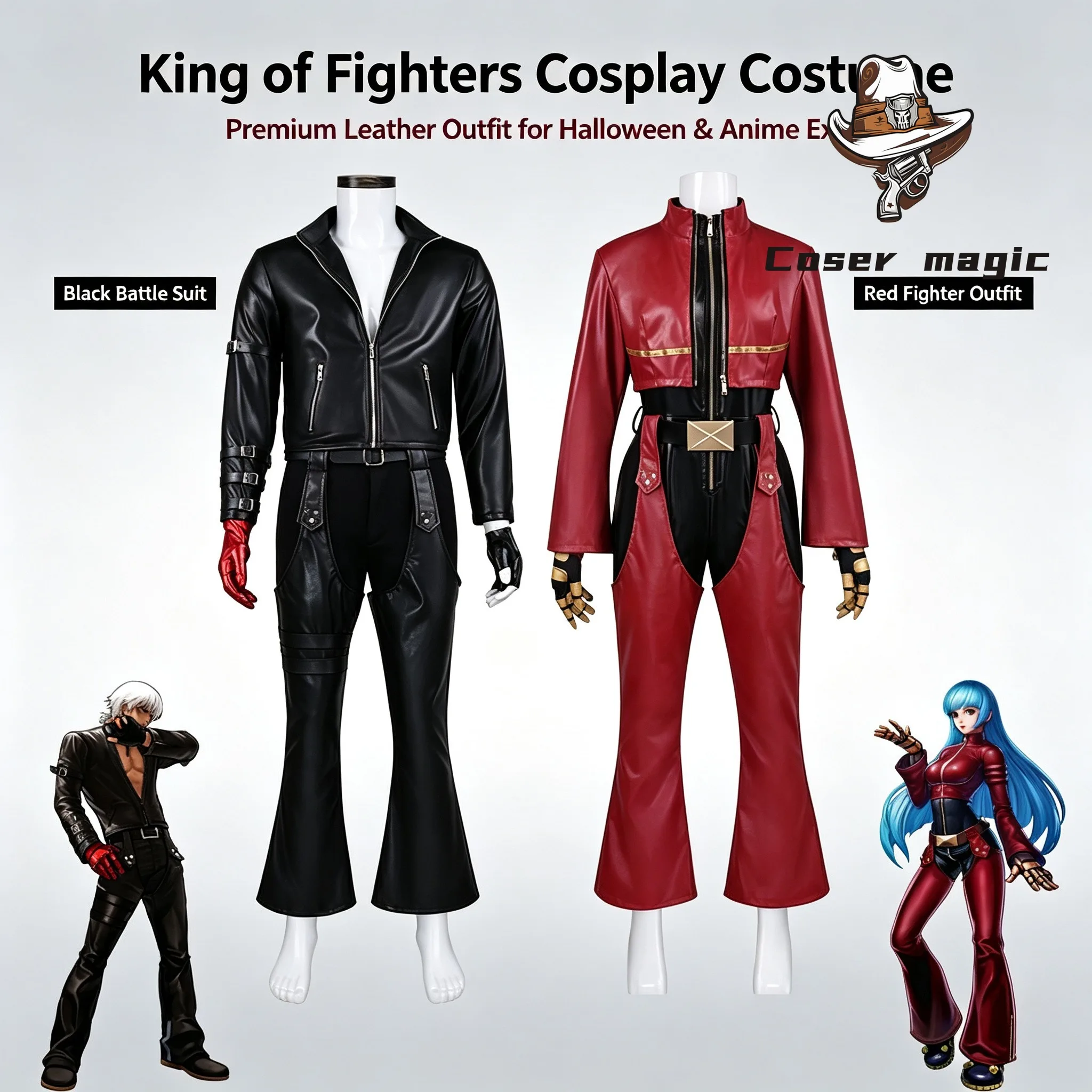 The King of Fighters Kula Diamond Cosplay Costume Full Set Leather Jacket Outfit