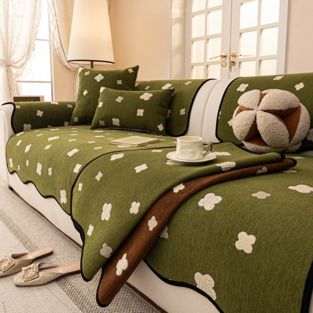 chenille-sofa-cushion-non-slip-irregular-shaped-seat-cover-dustproof-four-leaves-clover-quilted-sofa-dustproof-protector-pads