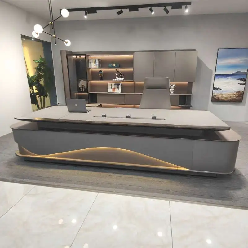 

Luxury Executive Boss Corner Workstation L-Shape Office Desk Modern Premium Handcrafted Luxury Furniture Suite for Corporate