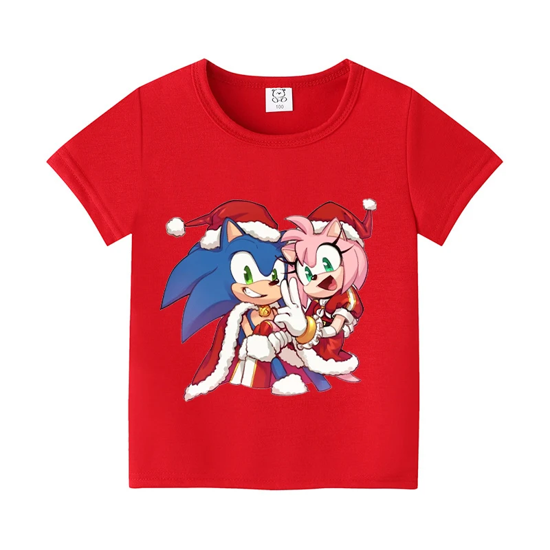 سونيس الأطفال تي شيرت فضفاض مريح امتصاص العرق تنفس أعلى لطيف الكرتون أنيمي نمط قصيرة الأكمام هدية عيد الميلاد #5