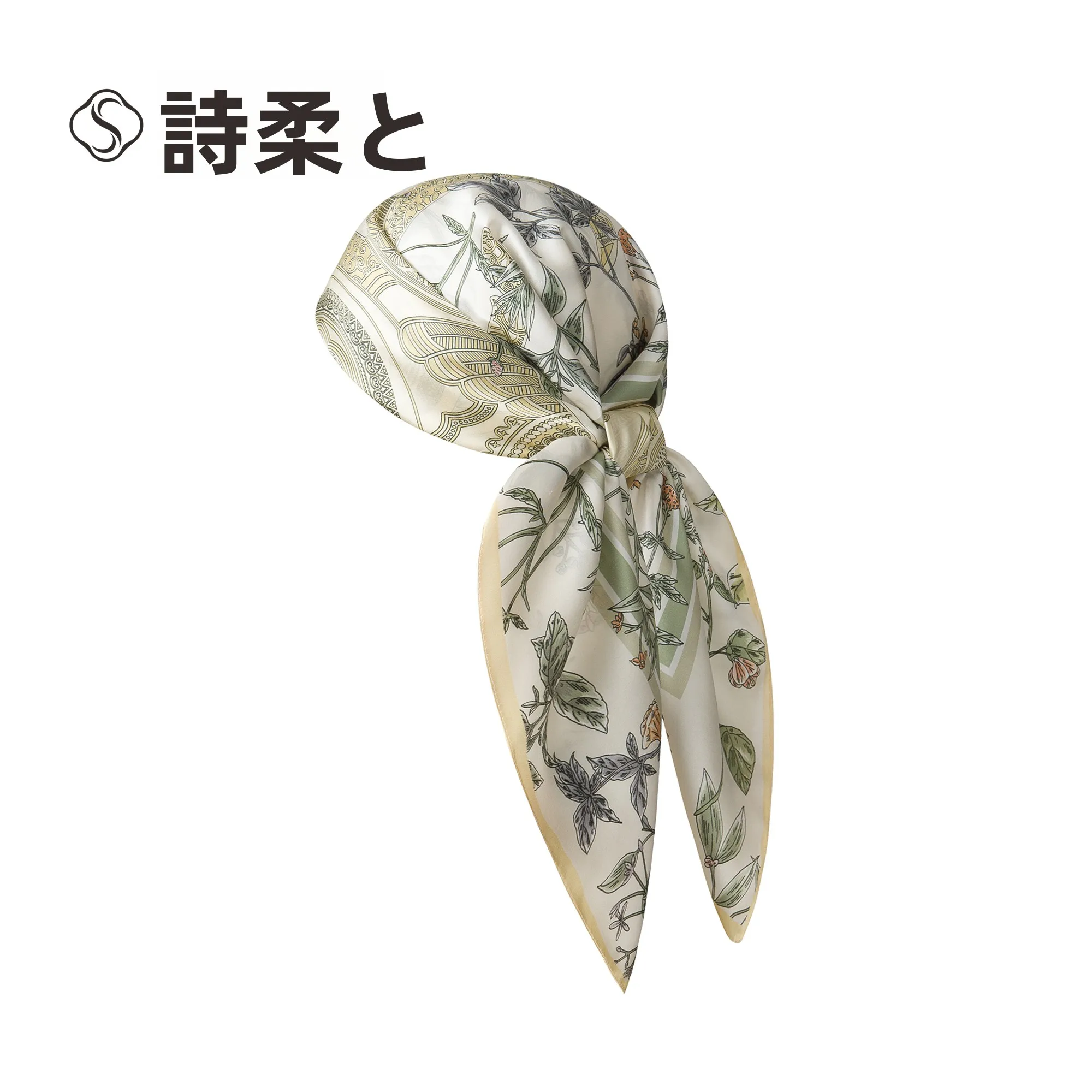 ele-silk-headscarf-with-plant-texture-print-silk-hairband-versatile-hair-wrap-for-women-summer-sun-protection