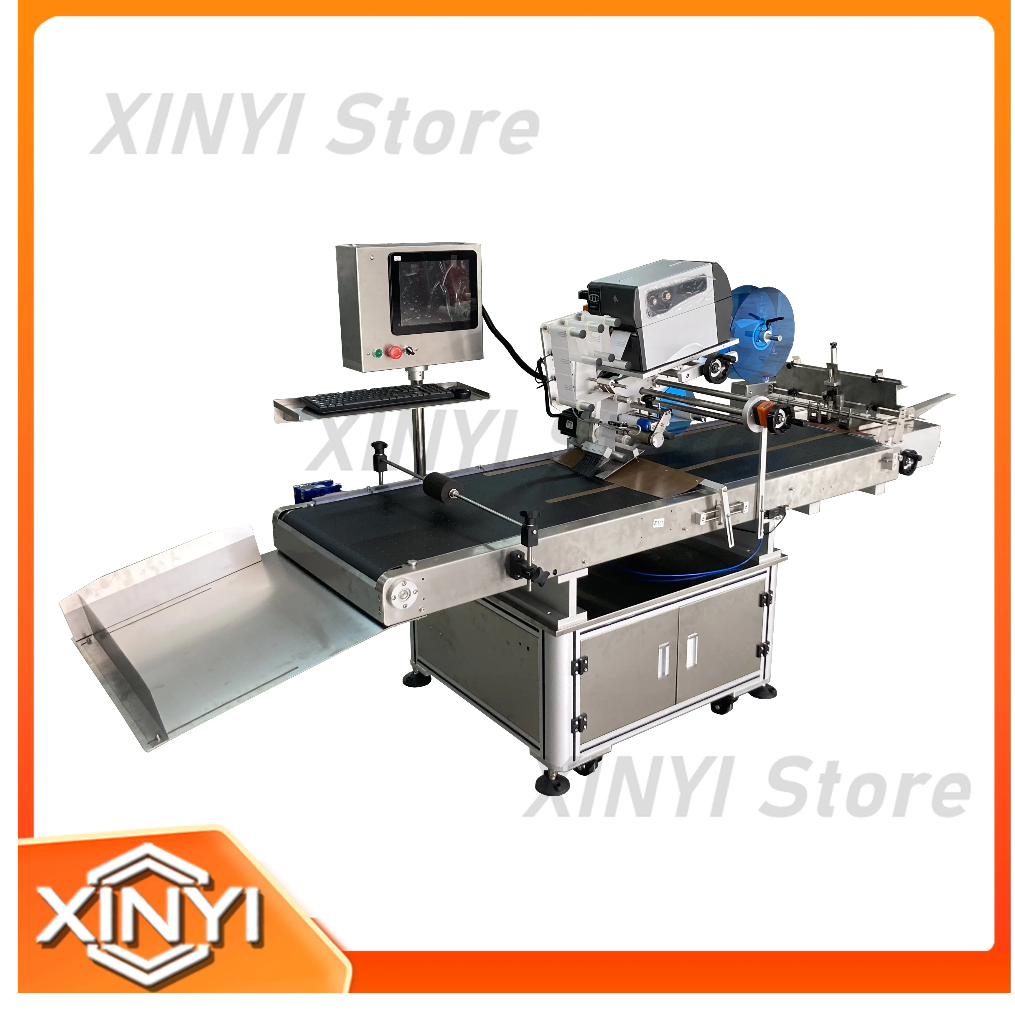 NY-817F Full Automatic Flat Top Surface Labeling Machine for Carton Boxes Pouches Stickers Electric Zebra Barcode Glass Paper