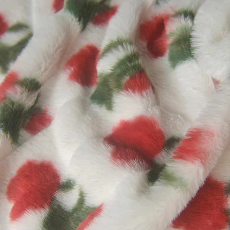 

Soft And Smooth Simulation Printed Rose Plush Mink Fabric 160x50cm Artificial Fur Polyester DIYPlush Winter Clothing Home Fabric