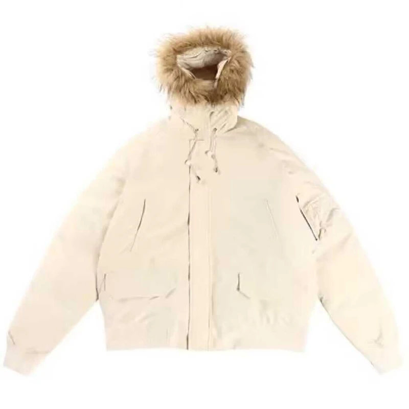 New Winter White Duck Down Jacket Women Loose Large Fur Collar Coat Hooded Warm Outerwear Female Casual Windproof Parkas