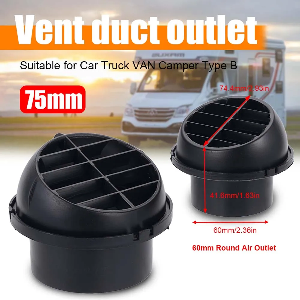

75mm/60mm Parking Heater Air Outlet Ventilation Pipe Connector Suitable For 2KW/5-8KW Diesel Heater Hot Air Outlet Accessories
