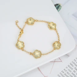 Plum Blossom Hot Selling Natural Stone Creative Plant Five Leaf Flower Adjustable Bracelet Women's High Quality Gift Clover