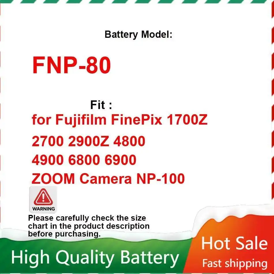 Portable Camera Battery Fnp-80 Robust 1600Mah For Fujifilm Finepix 1700Z 2700 2900Z 4800 4900 6800 6900 Zoom NP-100
