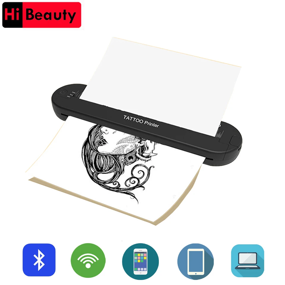 

1PC Mini Wireless Tattoo Printer Transfer Machine Copier Stencil Maker For Tatu Photos Thermal Transfer Paper Copy Printing