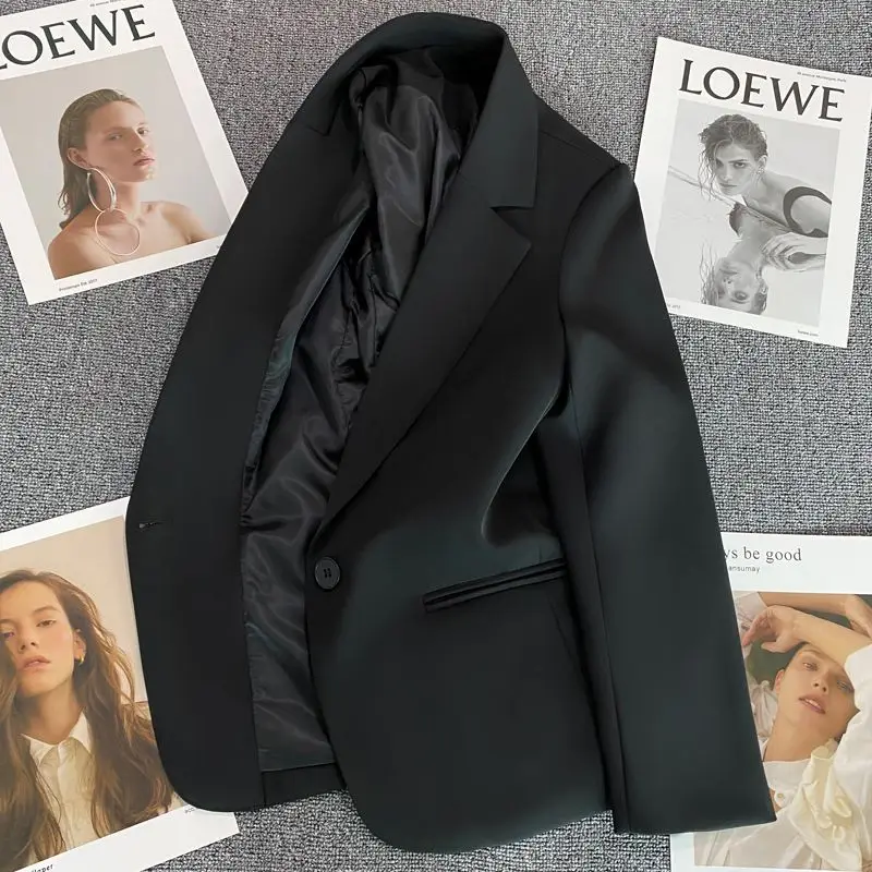 Manteau Blazer pour femmes, surdimensionné, revers d'affaires, manches longues, tendance, vêtements d'extérieur amples, col en V, poches avec nœud papillon, Streetwear