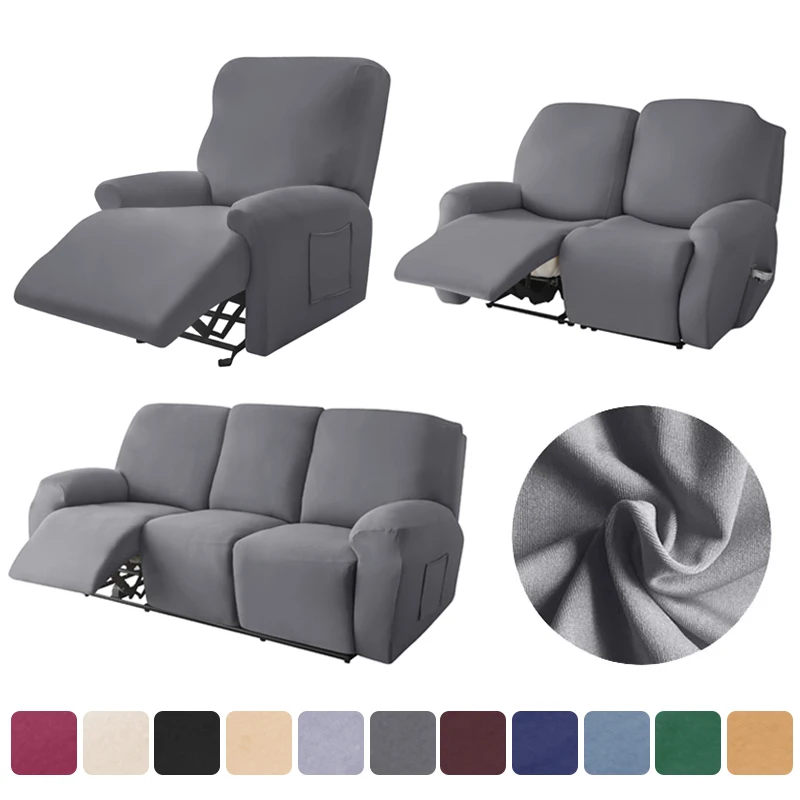 

1/2/3 Seater Split Recliner Sofa Covers for Living Room Stretch Spandex Armchair Chair Covers Solid Color Furniture Protector