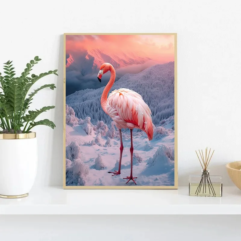 Beautiful Animal Bird Pink Flamingo Landscape Posters Prints Canvas Painting Wall Art Picture for Living Room Home Decoration
