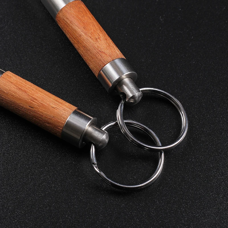 Wood Cigar Cutter Stainless Steel & Wood Cigar Punch key Ring Keychain Portable Reusable Cigar Cutter