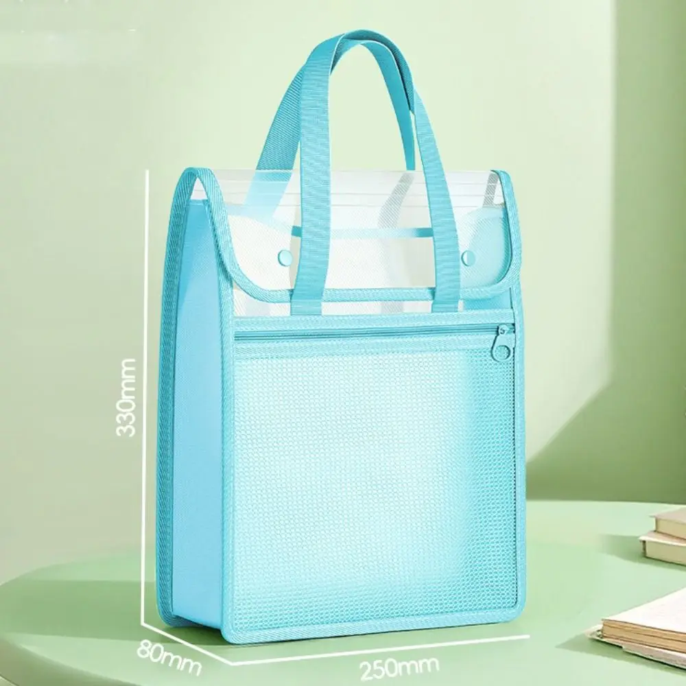 PP File Storage Bag Transparent Large Capacity Transparent Handheld Folder Portable Zipper Pocket Document Storage Bag