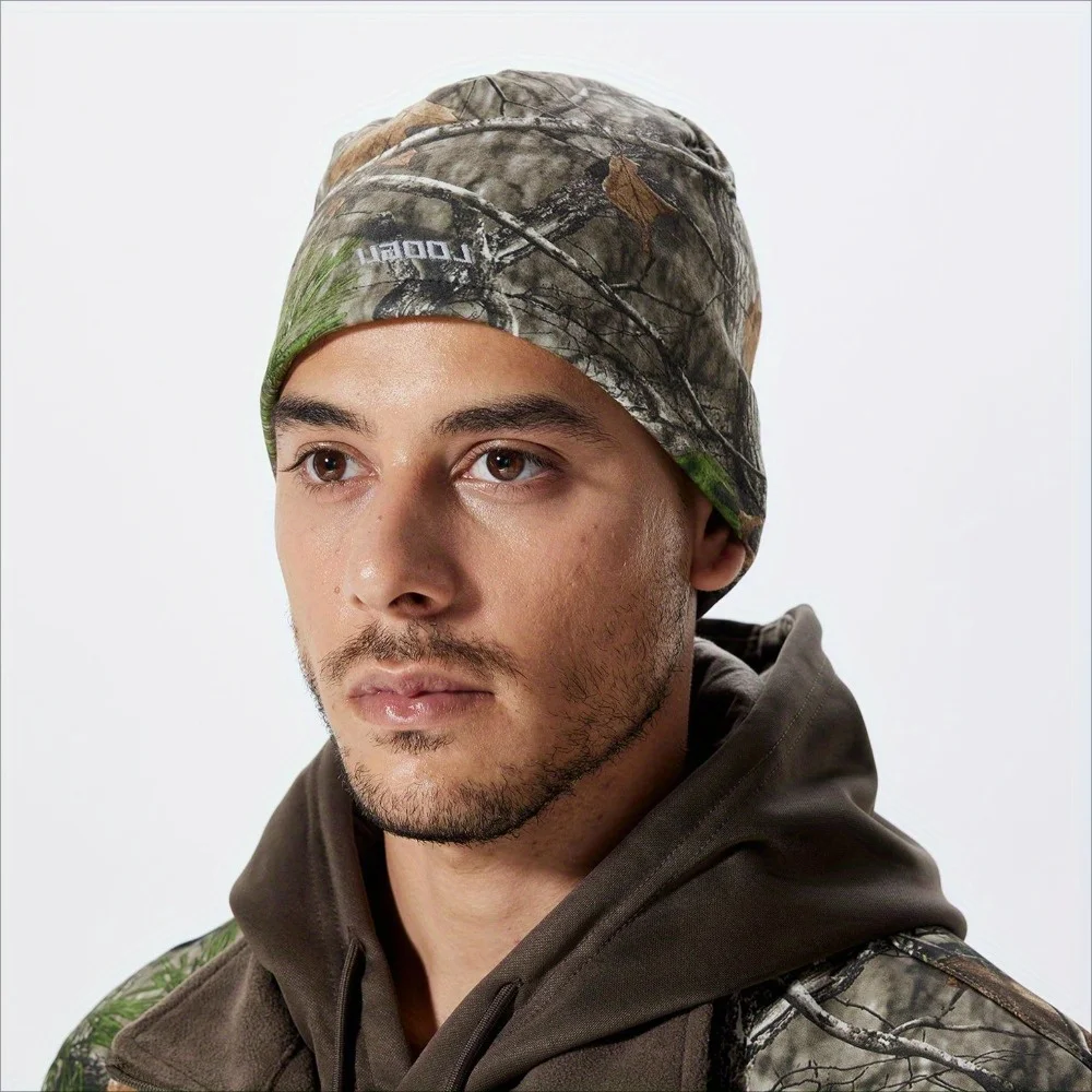 Adulto para invierno y otoño: sombrero para clima frío con patrón de árbol de caza, gorra cálida resistente al viento para senderismo, escalada y ciclismo al aire libre