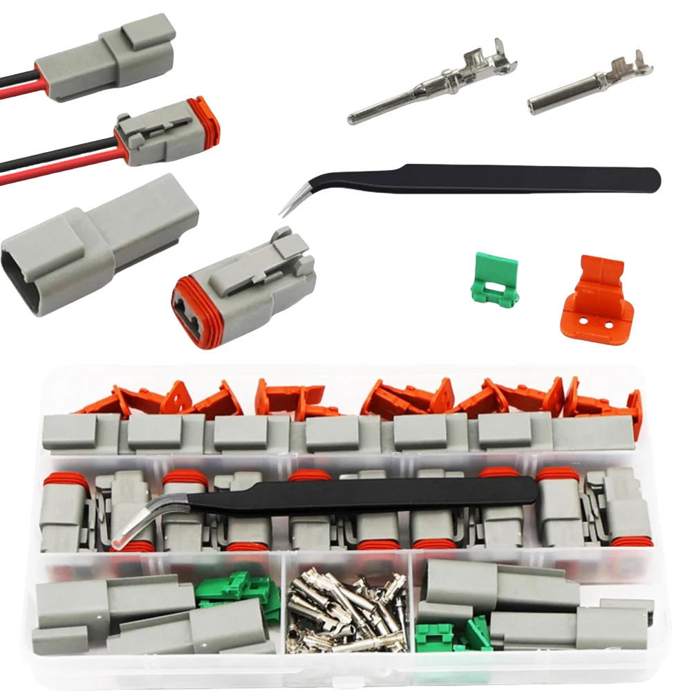 

Waterproof 2 Pin Wire Connectors Kit for Automotive Use 10 Sets for Car RV Truck with 20 Pairs of Terminals and Tweezers