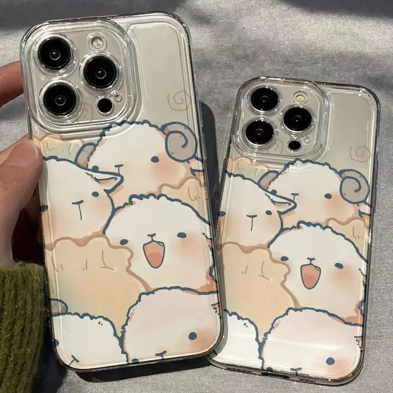 Adorkable Kawaii Sheeps Creative For iPhone 16 15 14 13 12 11 Pro XR XS Max 7 8 Plus ShockCoveroof Phone Y2K Girl Cartoon Cover