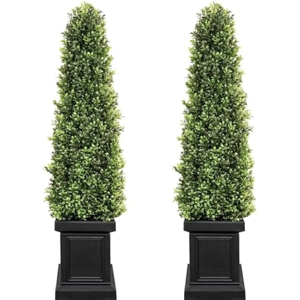 

Outdoor Topiary Set of 2,3.5ft Tall Porch Trees,All-Year Green Fake Plant Topiary Trees Artificial Outdoor with Sturdy Pot