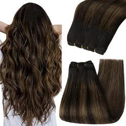 YoungSee Weft Hair Extensions Bundles Human Hair Extensions Balayage Sew in Hair Extensions Real Human Hair 14-24inch 100G