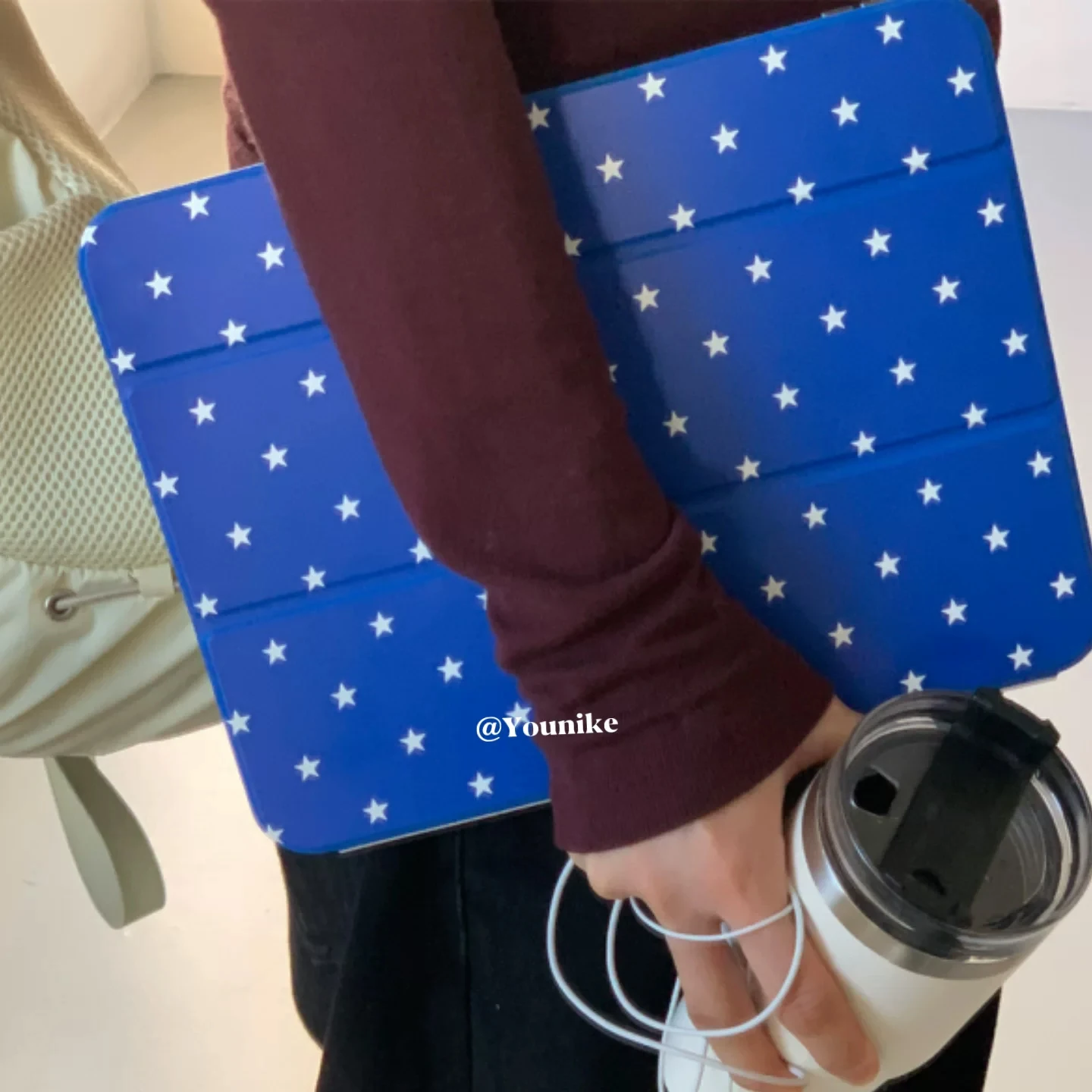 Korean Ins Blue and White Stars Cute For iPad Case iPad 10 9 8 7 Air 6 5 4 3 2 Pro 11 Mini Tri Fold Transparent Protection Cover