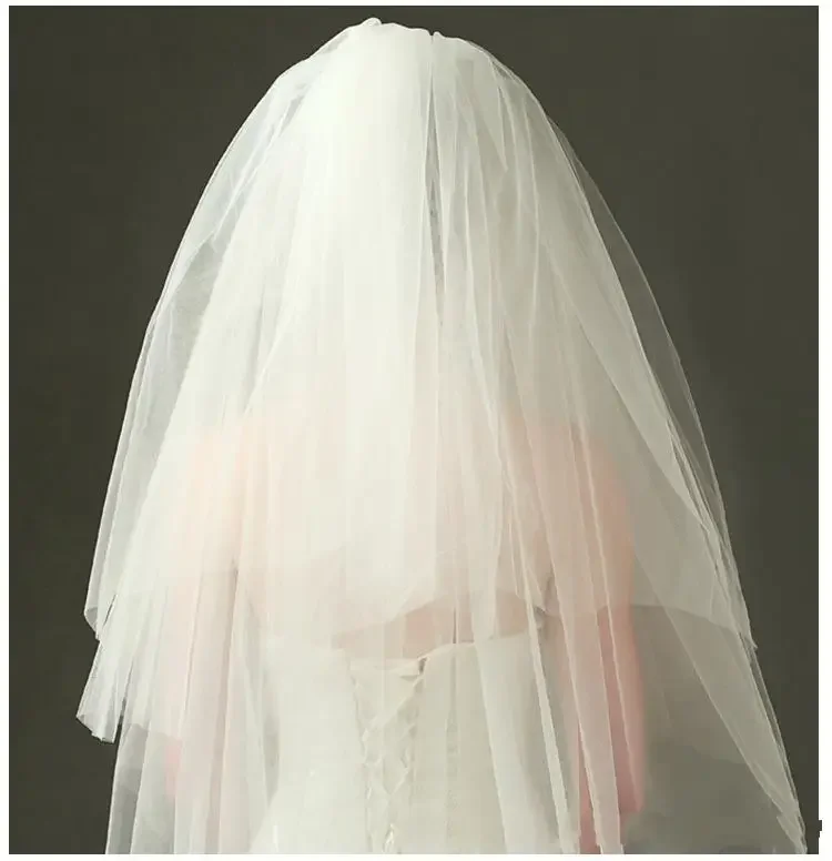 Popular Soft Tulle Two-Layers Short Wedding Veil with Comb  White Ivory  Cut Edge Veils Bridal Accessories