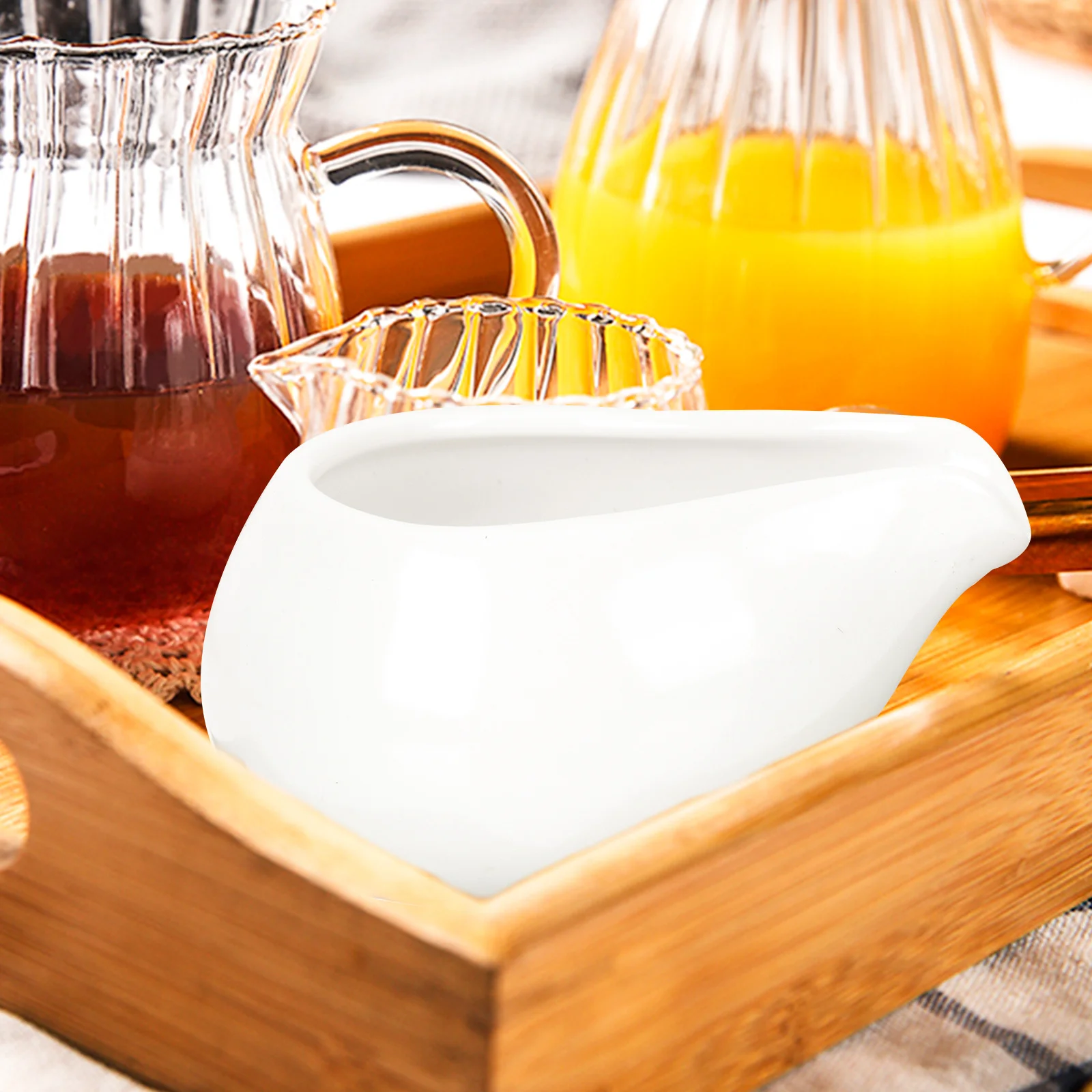 

2Pcs Round Spout Milk Jugs Ceramic Lightweight Creamers Practical Kitchen Sauce Pitchers Coffee Cups Milk Jugs