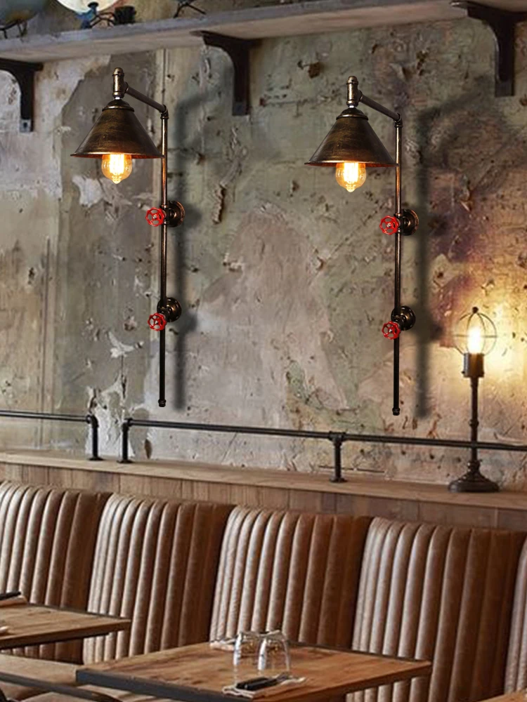 

Industrial wind wall lamp loft American retro wrought iron decoration aisle balcony bar cafe restaurant creative wall lamp