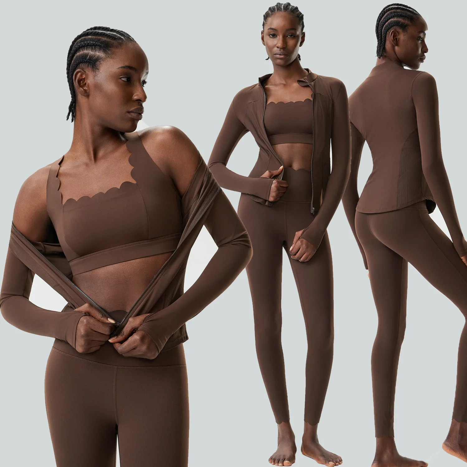 Maxdutti Tight Yoga Suit Set Women's Plus Size Elastic Quick Drying Sports Fitness Suit Set Three Piece Set