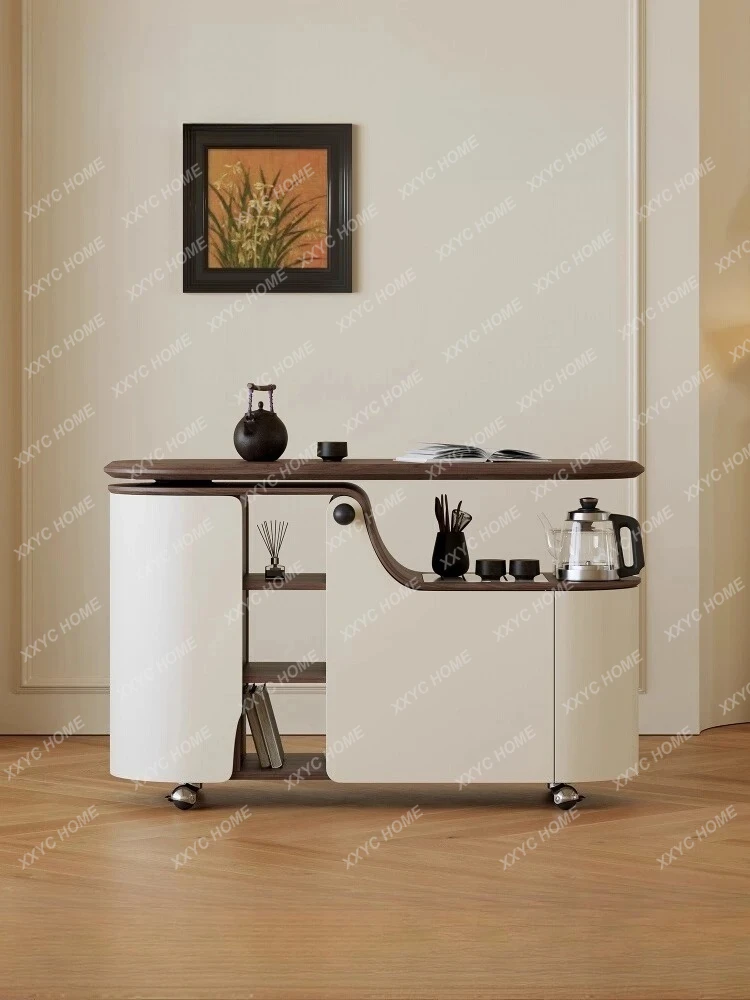 

LRotatable mobile tea table, small living room, home tea table 2025 new high-end balcony