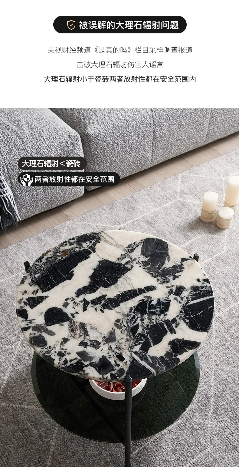 طاولة زاوية من الرخام الطبيعي الإيطالي البسيط مصممة للمنزل وطاولة جانبية للأريكة المستديرة #5