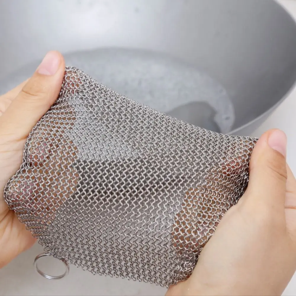 Square Stainless Steel Dishcloth Rust-free No Residue Pan Rust Remover Corrosion Resistant Hangable Steel Wool Restaurant