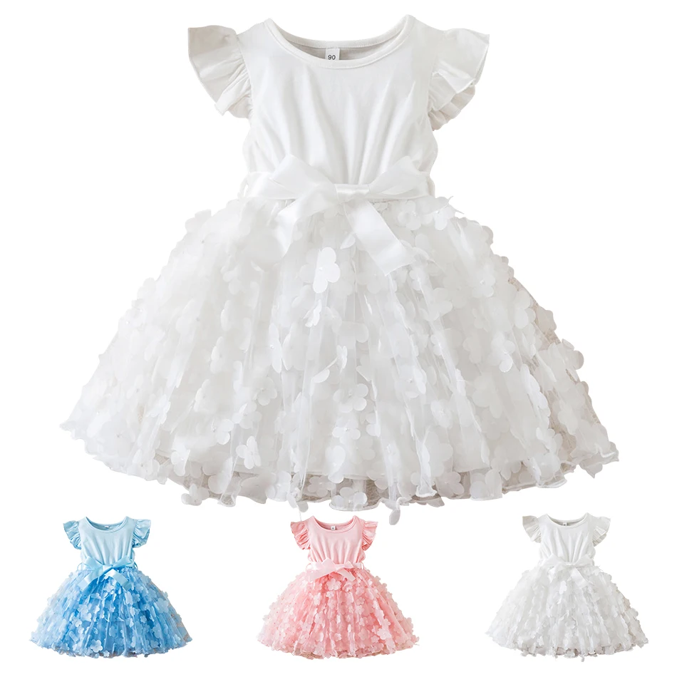 Chic and Comfortable Korean Style Casual Dress with Butterfly Net Tulle for Little Girls Perfect for Daily Party and Celebration