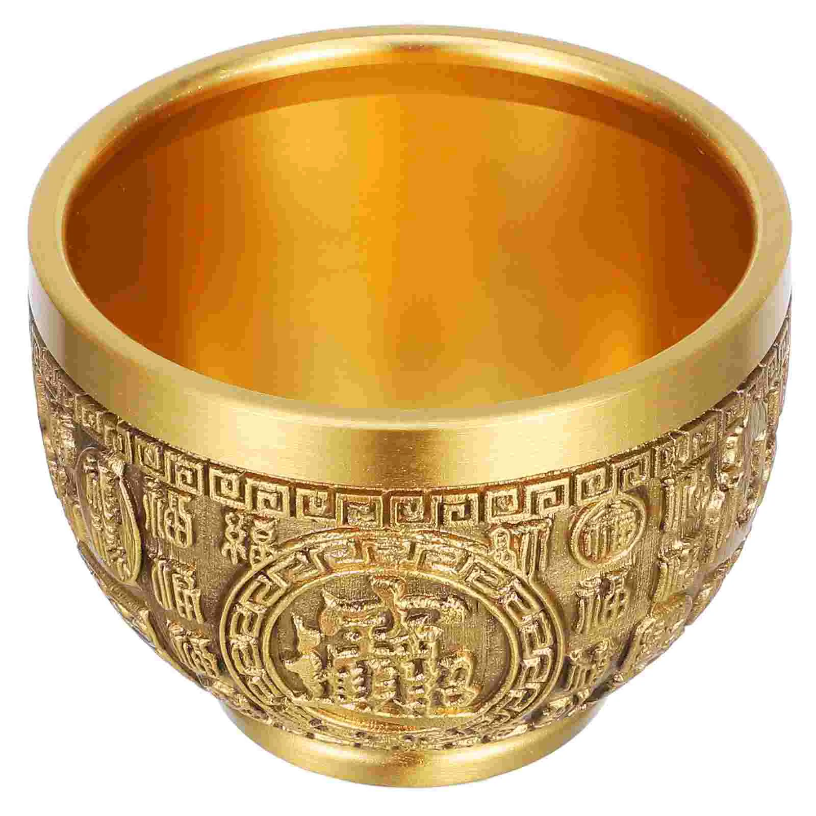 

Golden Treasure Bowl Table Decoration Brass Gift Money for Wealth Tabletop Trays Decorative