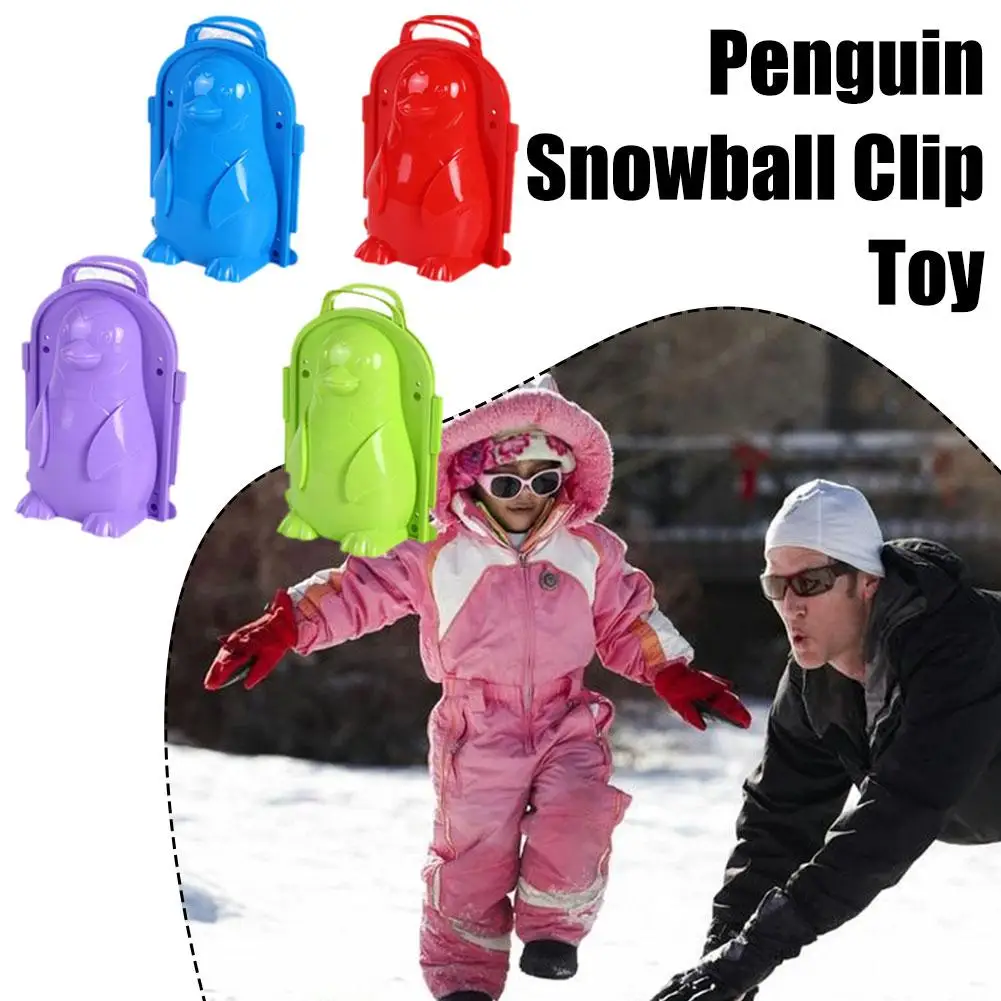 Molde de nieve de pingüino, Clip de bola de nieve 3d, juguete para niños, fabricante al aire libre, bola de nieve de Color grueso, juguetes con Clip, nieve aleatoria, 1 unidad Q9c8