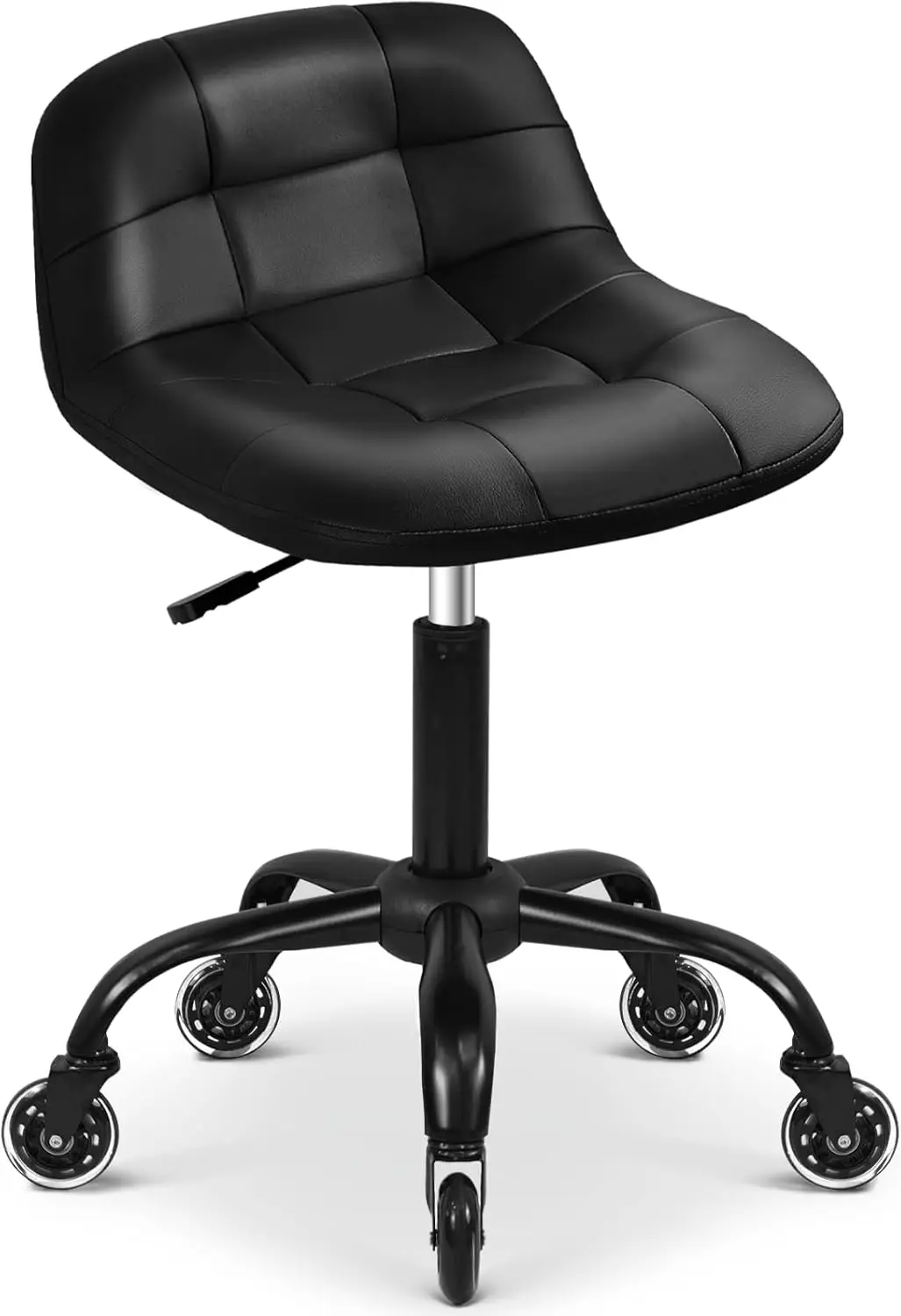 

Heavy Duty Rolling Stool with Back Support, 360° Swivel & Height Adjustable for Salon Office Home Use