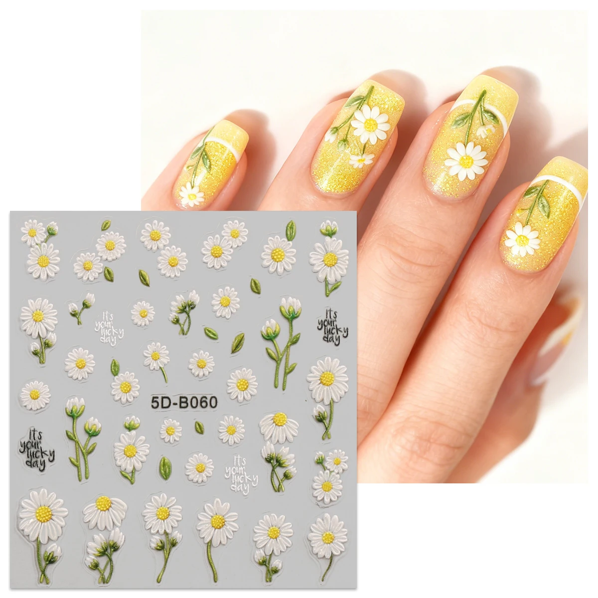 สติกเกอร์ตกแต่งเล็บลายดอกไม้สปริง 2 ชิ้น-สติกเกอร์ 5D ใช้งานง่ายสำหรับตกแต่งเล็บ, DIY, ของขวัญ, แต่งหน้าสำหรับงานปาร์ตี้, Y2K