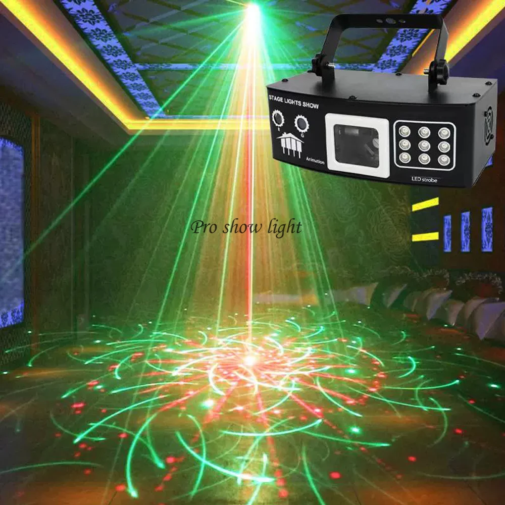 DJ Disco Laser Light 3IN1 Effect Party Laser Light Projector DMX Control LED Purple Lights Stage Strobe Light For Club Dance Bar