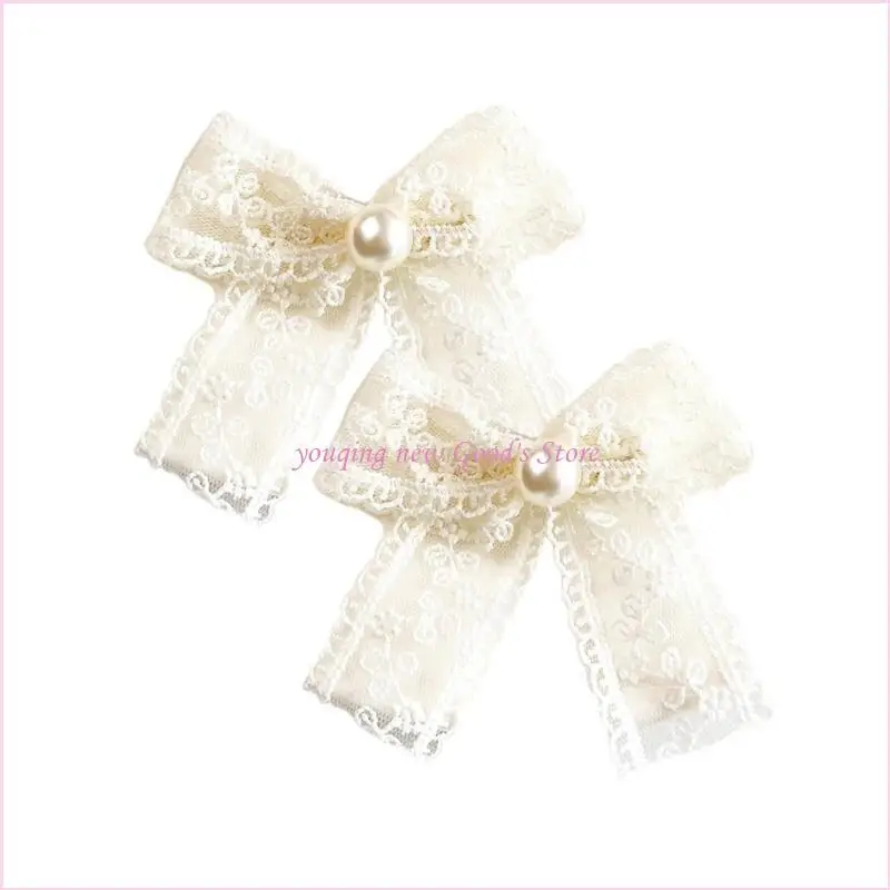 57QA Lace Floral Bowknot Hair Scrunchies/Jaw Clip Elegant Girl Taking Photo Hair Clip