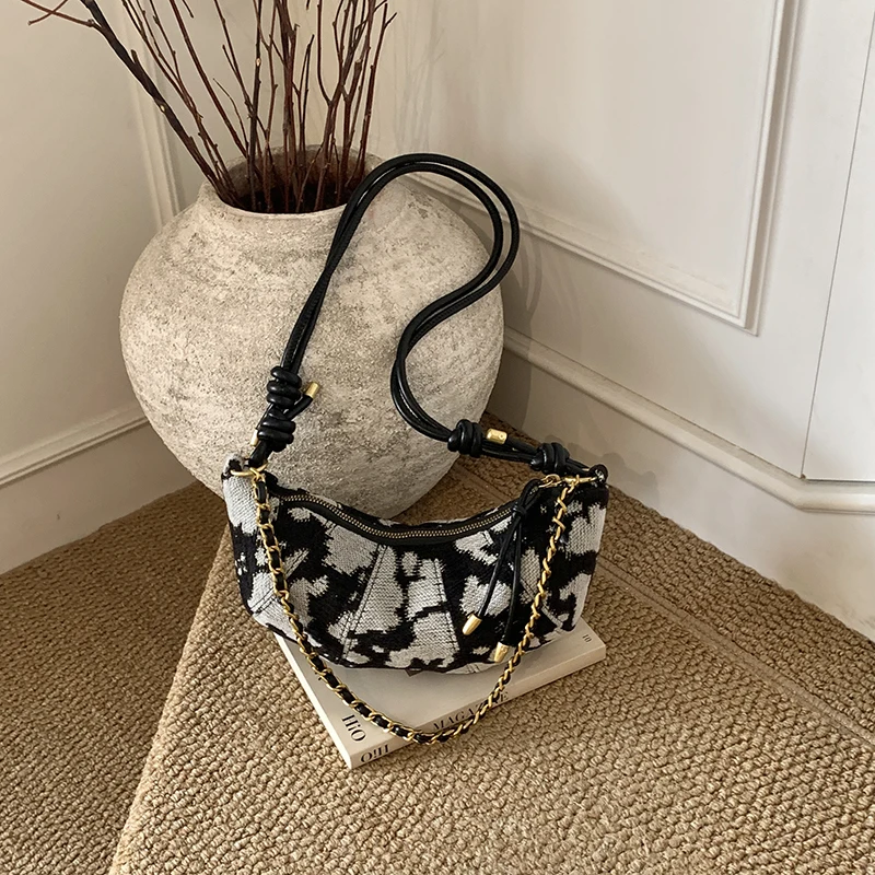 

Nylon Leopard Zipper CHAINS Hobos 2026 High Quality Trend Fashion Bags Design Sense Niche Korean Style Women's Handbags