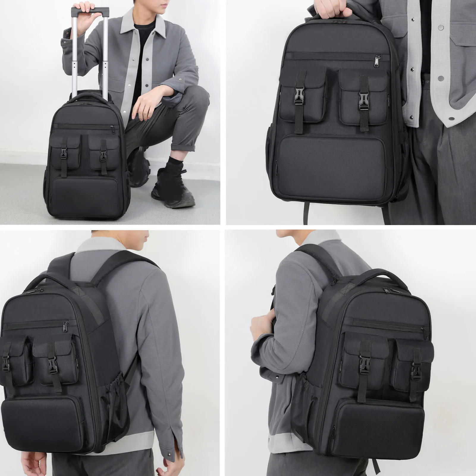 Torba podróżna na kółkach z regulowanym paskiem na ramię, wielofunkcyjna, wodoodporna, plecak próżniowy na podróże służbowe