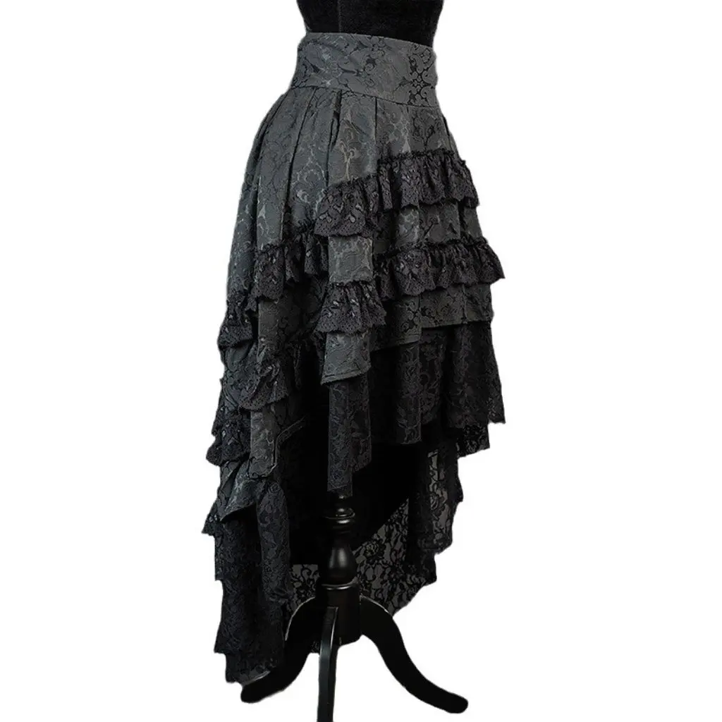 

Retro Punk Y2K Jacquard Long Dress for Women Dark Gothic Sub-culture Heavy Lace Skirt European And American Style